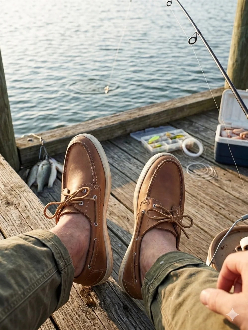 Frye Tan Leather Boat Shoes Sz 10